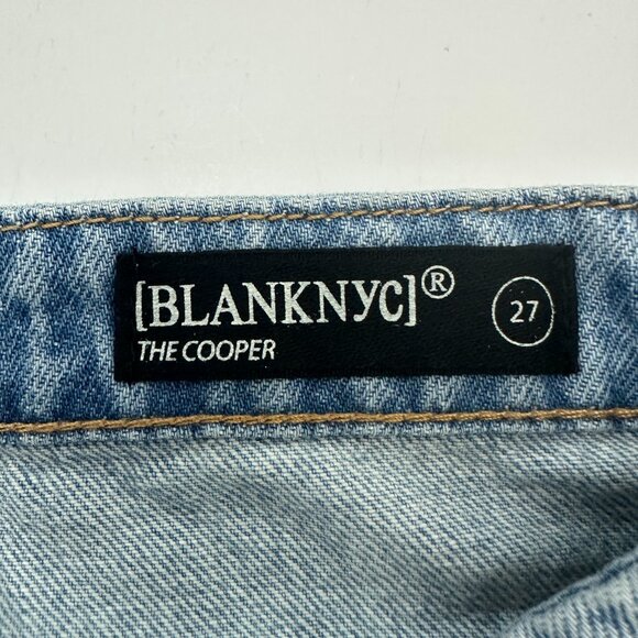BlankNYC The Cooper Long Slim Straight Slit Button Fly Women size 27 Blue Jeans - Picture 3 of 5